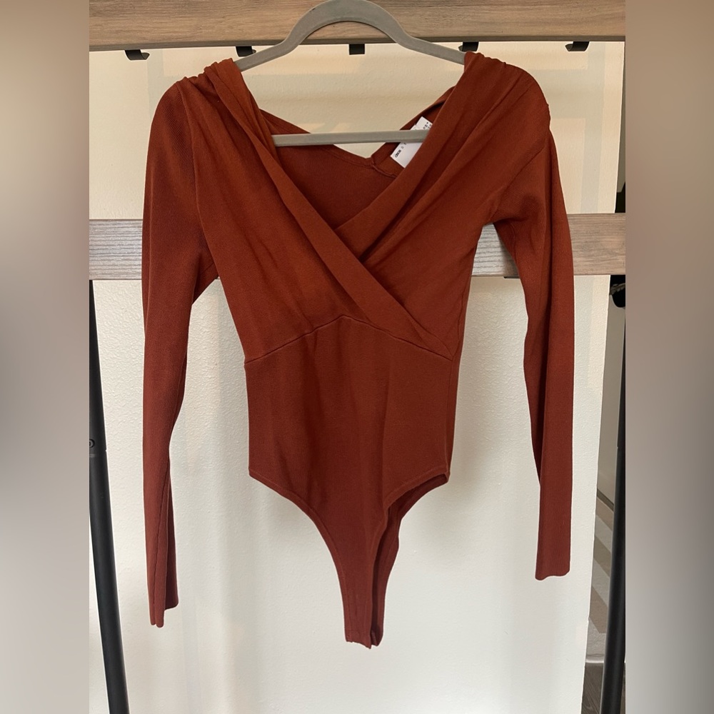 ASOS knit bodysuit with fallen shoulder (cold shoulder)